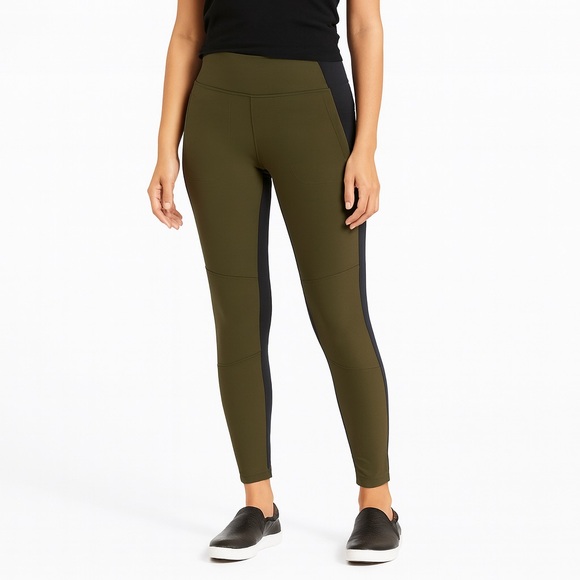 Athleta Highline Hybrid Ankle Tight Olive Black Size 2 Stretch Ponte Leggings - Picture 1 of 13